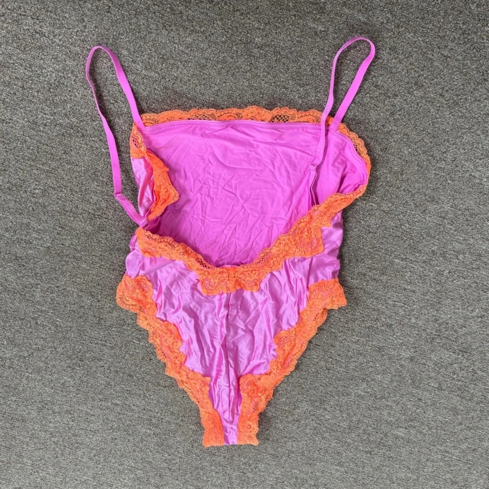 SKIMS Lace Swim Cami One Piece Neon Orchid Orange‎ Pink XL OP-BRF-5729W NWT